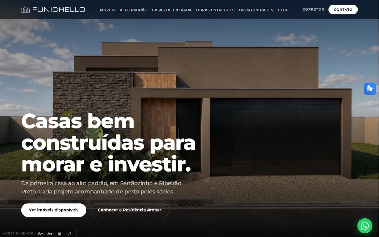 Print do site Funichello Construtora