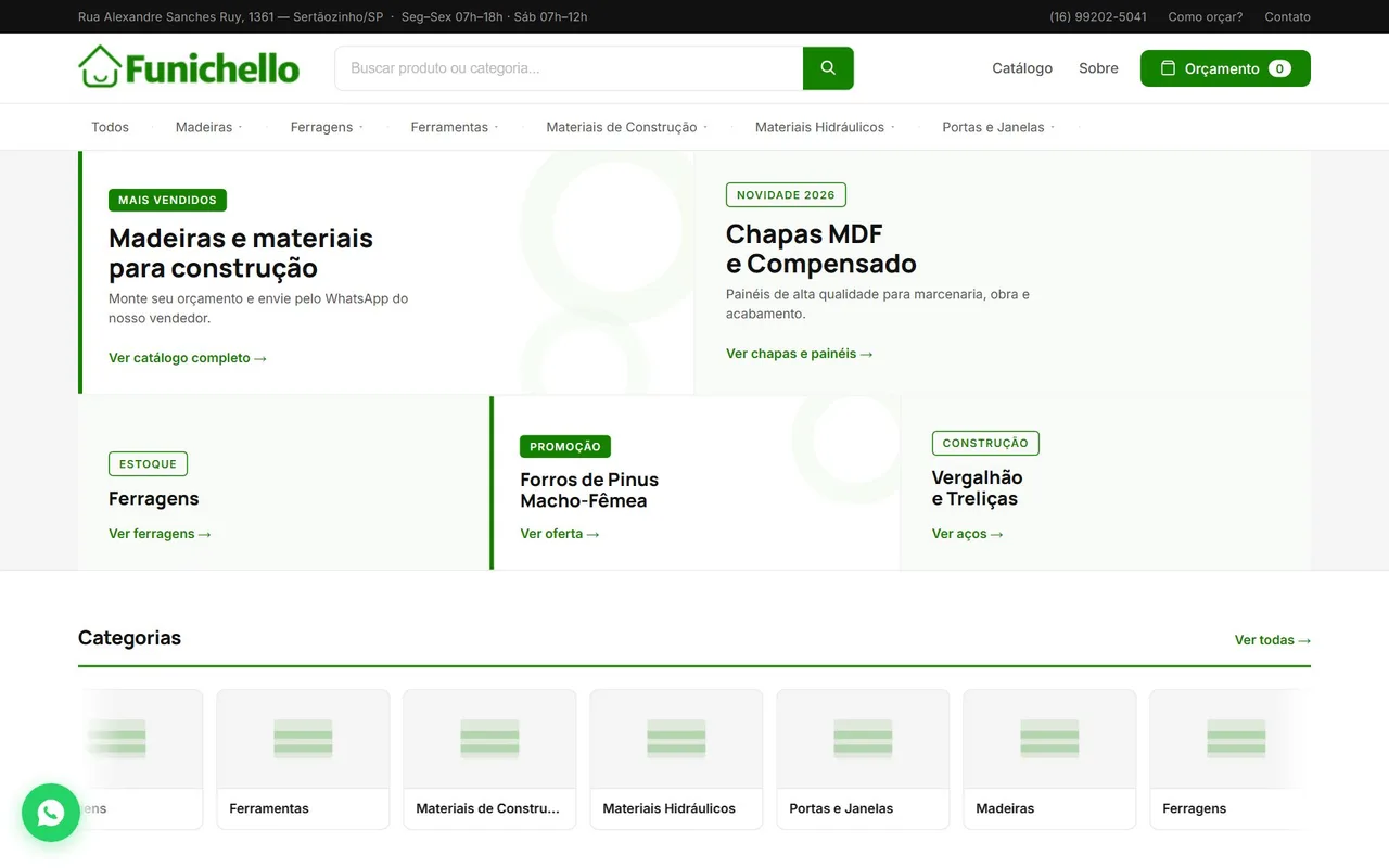 Print do site Funichello Madeiras