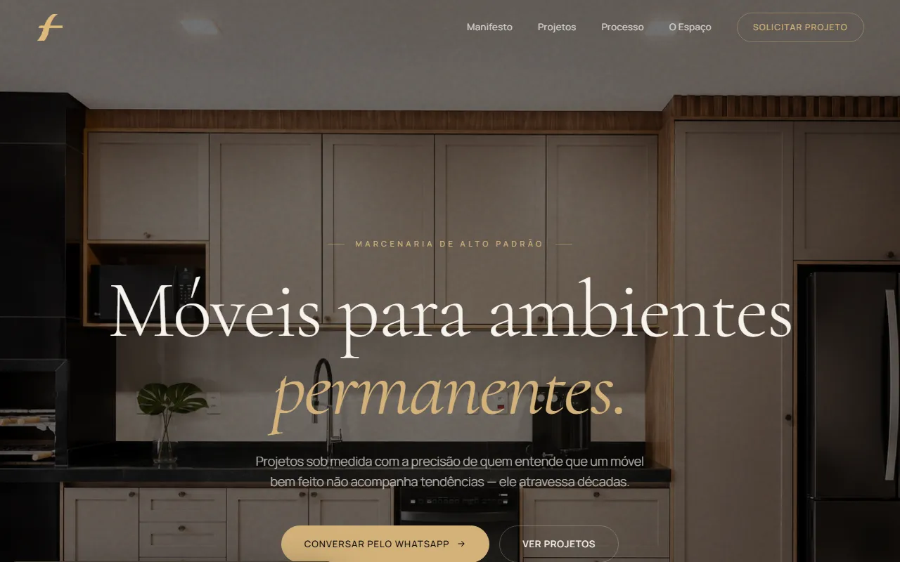 Print do site Funichello Móveis Planejados